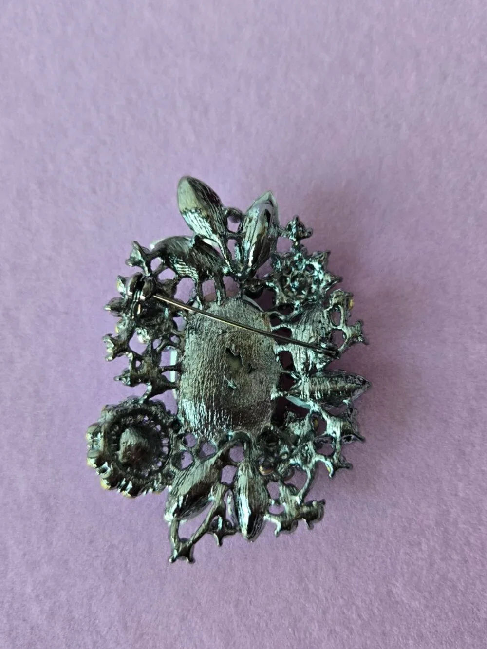 Purple Crystal Brooch Sparkly Fairycore Evening Wedding Guest Victorian-Style